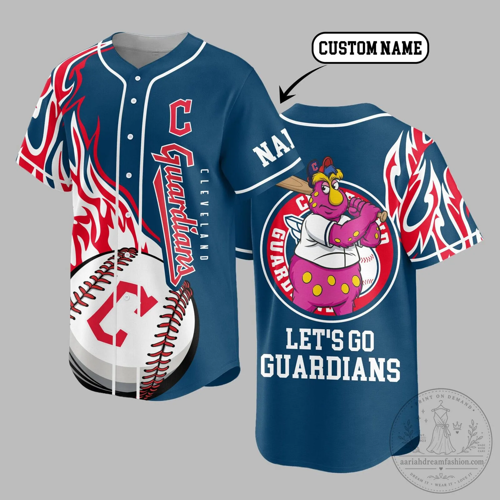 Cleveland Guardians Baseball Jersey with Custom Name and Number